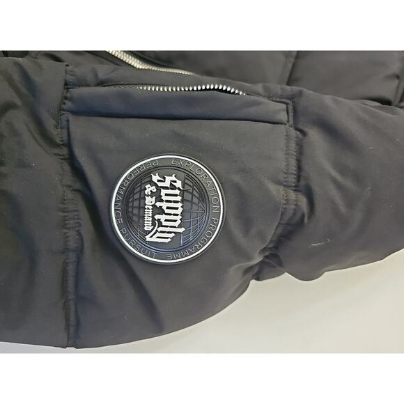 Supply & Demand Jacket Men Size Medium Black Zipper Pockets Fur Parka - Picture 9 of 11